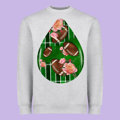 American Football And Western Roses Teardrop Heavyweight Sweatshirt Designed By Bundleandbundleshop