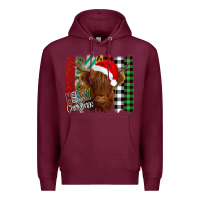 Burgundy Merry Christmas Cow Premium Hoodie - Bettercallsaul