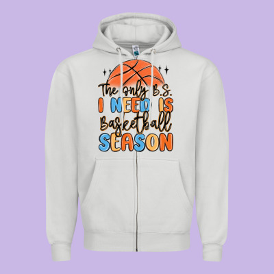 The Only B.s. I Need Is Basketball Season Zipper Hoodie Designed By Maliassmallbusiness