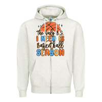 Oatmeal Heather the only b.s. i need is basketball season Zipper Hoodie - MaliasSmallBusiness