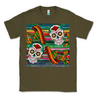 Army Green sugar skull seamless pattern Classic Tee - BundleAndBundleShop