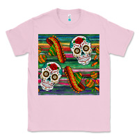 Bubblegum Pink sugar skull seamless pattern Classic Tee - BundleAndBundleShop