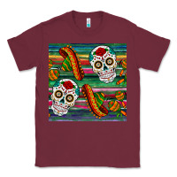 Burgundy sugar skull seamless pattern Classic Tee - BundleAndBundleShop