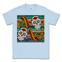 Dusty Blue sugar skull seamless pattern Classic Tee - BundleAndBundleShop