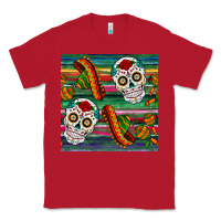 Red sugar skull seamless pattern Classic Tee - BundleAndBundleShop