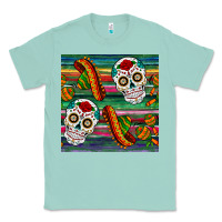 Seafoam sugar skull seamless pattern Classic Tee - BundleAndBundleShop
