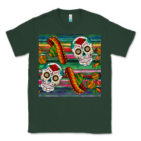 Sports Green sugar skull seamless pattern Classic Tee - BundleAndBundleShop