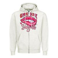 Oatmeal Heather gimme some sugar Zipper Hoodie - MaliasSmallBusiness