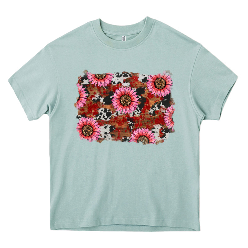 Valentines Day Sunflowers Leopard Cowhide Backgrou Heavy Core Tee by RanaPortraitStore | Teevron