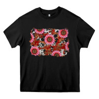 Black valentines day sunflowers leopard cowhide backgrou Heavy Core Tee - RanaPortraitStore