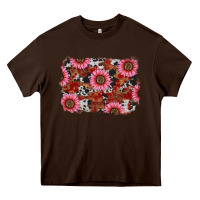 Chocolate Brown valentines day sunflowers leopard cowhide backgrou Heavy Core Tee - RanaPortraitStore