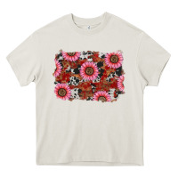 Cream valentines day sunflowers leopard cowhide backgrou Heavy Core Tee - RanaPortraitStore