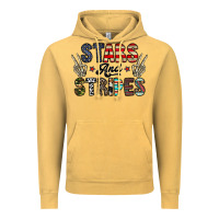 Vintage Mustard stars and stripes Vintage Hoodie - CowhideDigitalArt