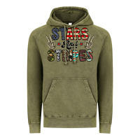 Vintage Olive stars and stripes Vintage Hoodie - CowhideDigitalArt