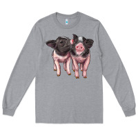 Heather Grey cute baby pigs Long Sleeve Tee - Artiststas