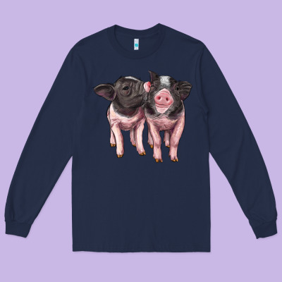 Cute Baby Pigs Long Sleeve Tee Designed By Artiststas