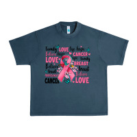 Midnight Navy breast cancer ribbons with cancer words Urban Heavy Tee - AdoDesignShop