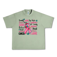 Oil Green breast cancer ribbons with cancer words Urban Heavy Tee - AdoDesignShop