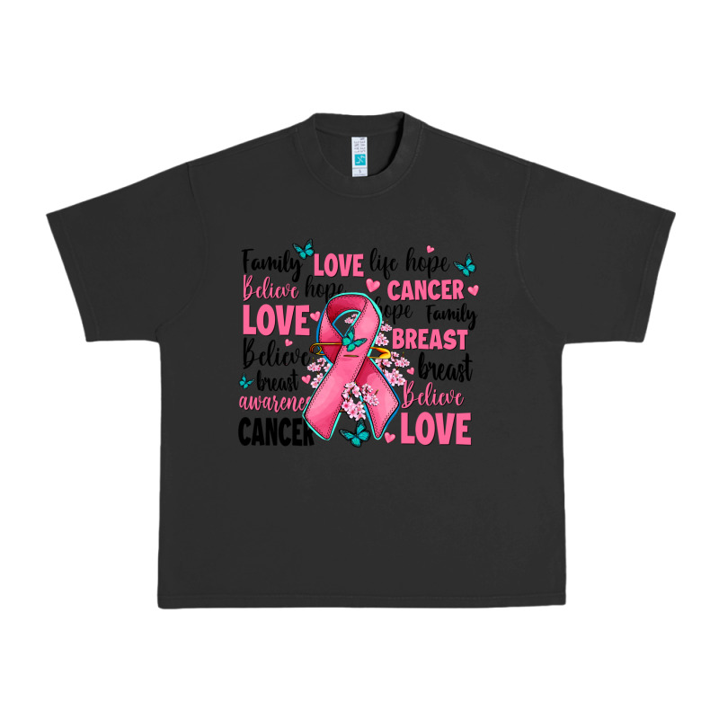 Breast Cancer Ribbons With Cancer Words Urban Heavy Tee by AdoDesignShop | Teevron