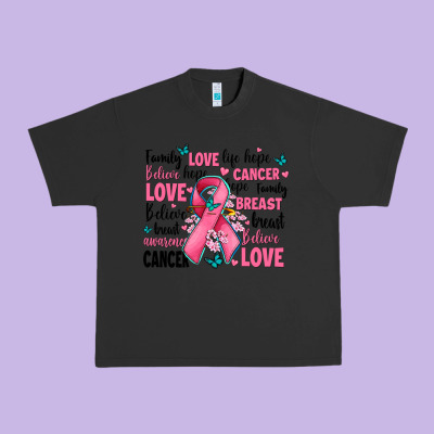 Breast Cancer Ribbons With Cancer Words Urban Heavy Tee Designed By Adodesignshop