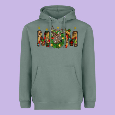 Western Mom With Reindeer Heavyweight Hoodie Designed By Bundleandbundleshop