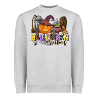 Heather Grey halloween vibes Heavyweight Sweatshirt - AdoDesignShop