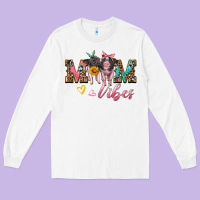 Mom Vibes Baby Pigs Long Sleeve Tee Designed By Artiststas