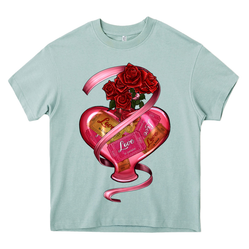 Heart Glass Vase Love Tickets With Rose Heavy Core Tee by RanaPortraitStore | Teevron