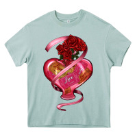 Arona heart glass vase love tickets with rose Heavy Core Tee - RanaPortraitStore
