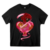 Black heart glass vase love tickets with rose Heavy Core Tee - RanaPortraitStore