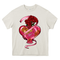 Cream heart glass vase love tickets with rose Heavy Core Tee - RanaPortraitStore