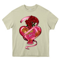 Mossy heart glass vase love tickets with rose Heavy Core Tee - RanaPortraitStore