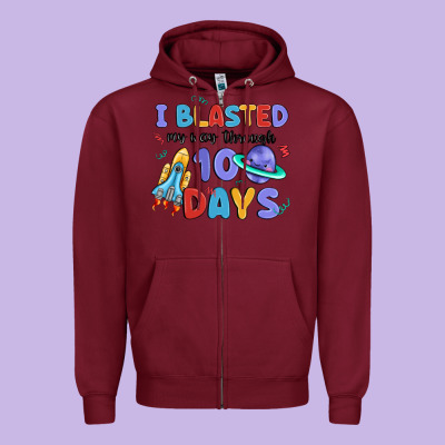 I Blasted My Way Through 100 Days Zipper Hoodie Designed By Maliassmallbusiness