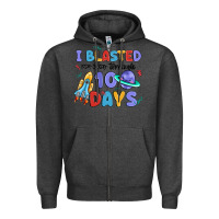 Charcoal Heather i blasted my way through 100 days Zipper Hoodie - MaliasSmallBusiness