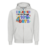 Dove Grey i blasted my way through 100 days Zipper Hoodie - MaliasSmallBusiness