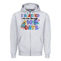 Heather Grey i blasted my way through 100 days Zipper Hoodie - MaliasSmallBusiness
