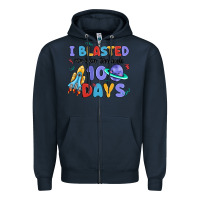 Navy i blasted my way through 100 days Zipper Hoodie - MaliasSmallBusiness