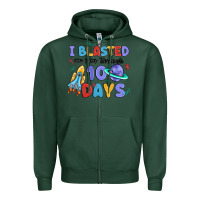 Sports Green i blasted my way through 100 days Zipper Hoodie - MaliasSmallBusiness
