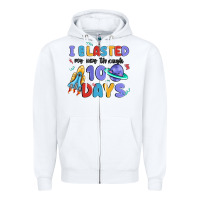 White i blasted my way through 100 days Zipper Hoodie - MaliasSmallBusiness