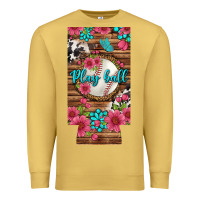 Play Ball Baseball With Pink Flowers 12 Oz Slim Can Cooler Premium Sweatshirt | Teevron