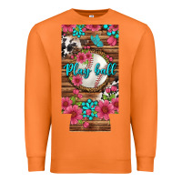 Carrot Play Ball Baseball With Pink Flowers 12 Oz Slim Can Cooler Premium Sweatshirt - BundleAndBundleShop