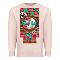 Pale Pink Play Ball Baseball With Pink Flowers 12 Oz Slim Can Cooler Premium Sweatshirt - BundleAndBundleShop