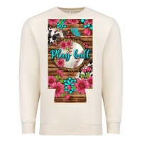 Sandshell Play Ball Baseball With Pink Flowers 12 Oz Slim Can Cooler Premium Sweatshirt - BundleAndBundleShop
