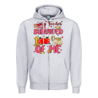 Heather Grey my teacher survived 100 days of me Zipper Hoodie - MaliasSmallBusiness