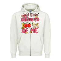 Oatmeal Heather my teacher survived 100 days of me Zipper Hoodie - MaliasSmallBusiness