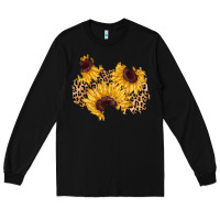 Black sunflower leopard patch Long Sleeve Tee - AdoDesignShop