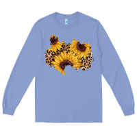 Colony Blue sunflower leopard patch Long Sleeve Tee - AdoDesignShop