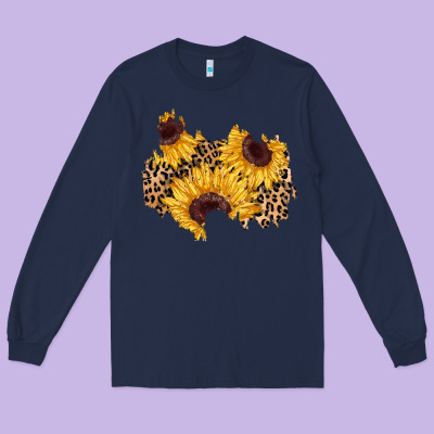 Sunflower Leopard Patch Long Sleeve Tee Designed By Adodesignshop