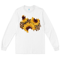 White sunflower leopard patch Long Sleeve Tee - AdoDesignShop
