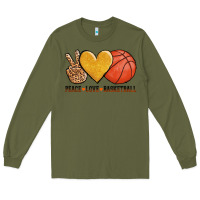 Army Green peace love basketball Long Sleeve Tee - AdoDesignShop